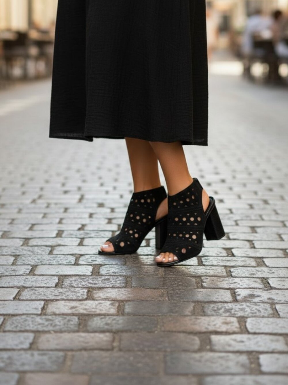 Topshop Women's Black Sandals Size 9 Goth Summer Geometric Chunky Heel Y2K Boho